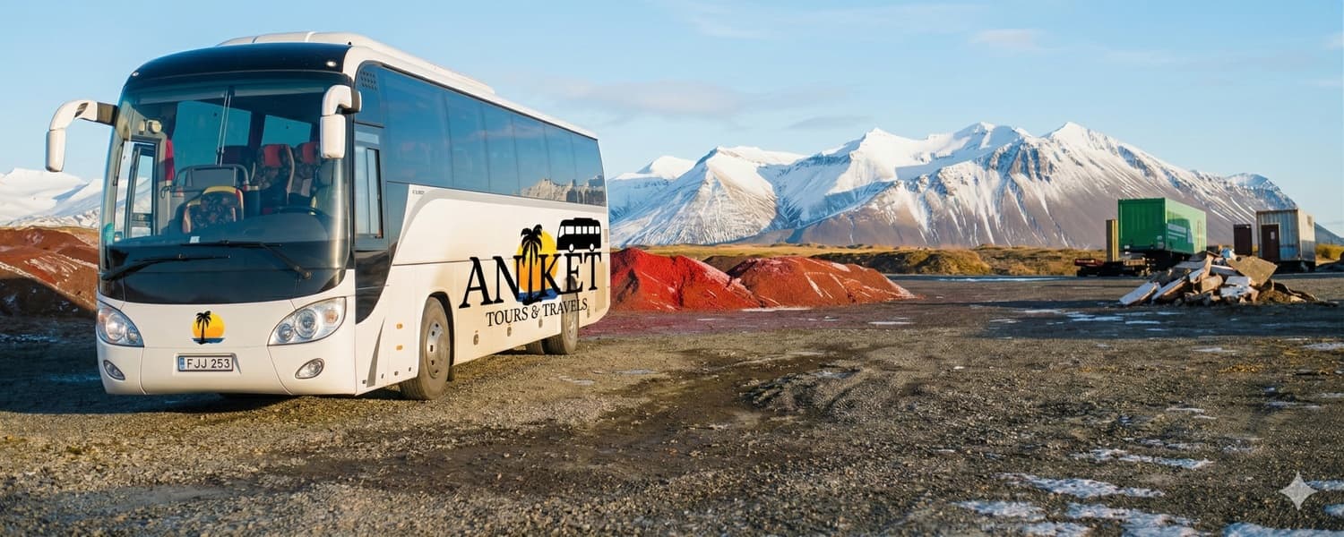 Luxury bus on scenic route